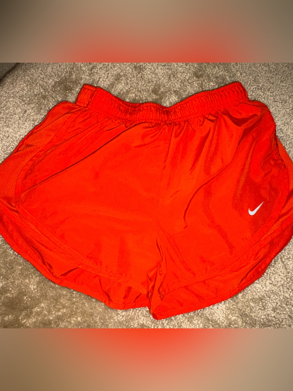 Nike Red Dri-FIT Athletic Shorts with Black Swoosh